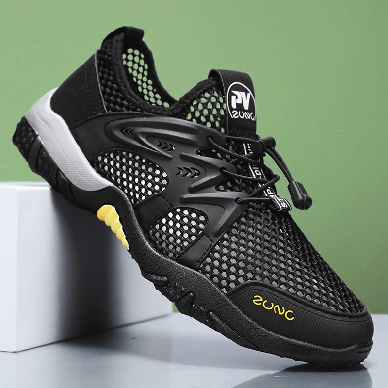 2025 лето новые кроссовки для ручья мужские быстросохнущие с крупной сеткой эластичная лента обувь для ходьбы по воде полая дышащая сетка спортивные сандалии