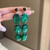 Женские новые преувеличенные винтажные зеленые овальные серьги-капли из смолы, вечерние эффектные ювелирные изделия, длинные серьги-капли Brincos
