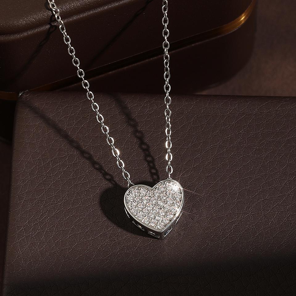 ZAKOL Shiny Micro-set Zircon Heart Necklace for Women Girls Cute Minimalist Fashion Anti-allergic Choker Neck Accessories