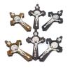 3pcs Religious Wooden Antique Black Brown Cross Rosary Pendant Jesus Saint Benedict Beaded Necklace for Men Women Jewelry