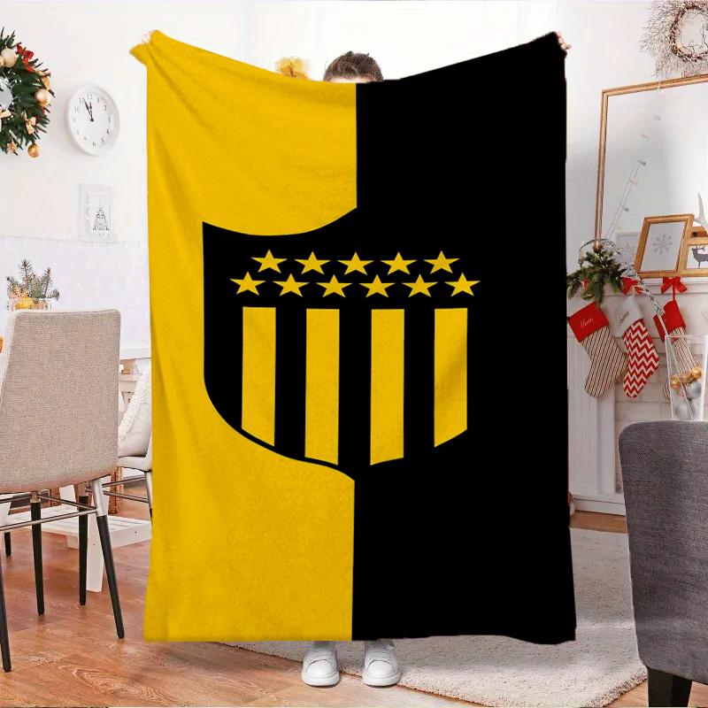 Pe?arol Football Club Emblem Blanket Outdoor Flannel Blanket for Camping, Hiking, Garden Parties, Picnic Essentials,gift for family and friends