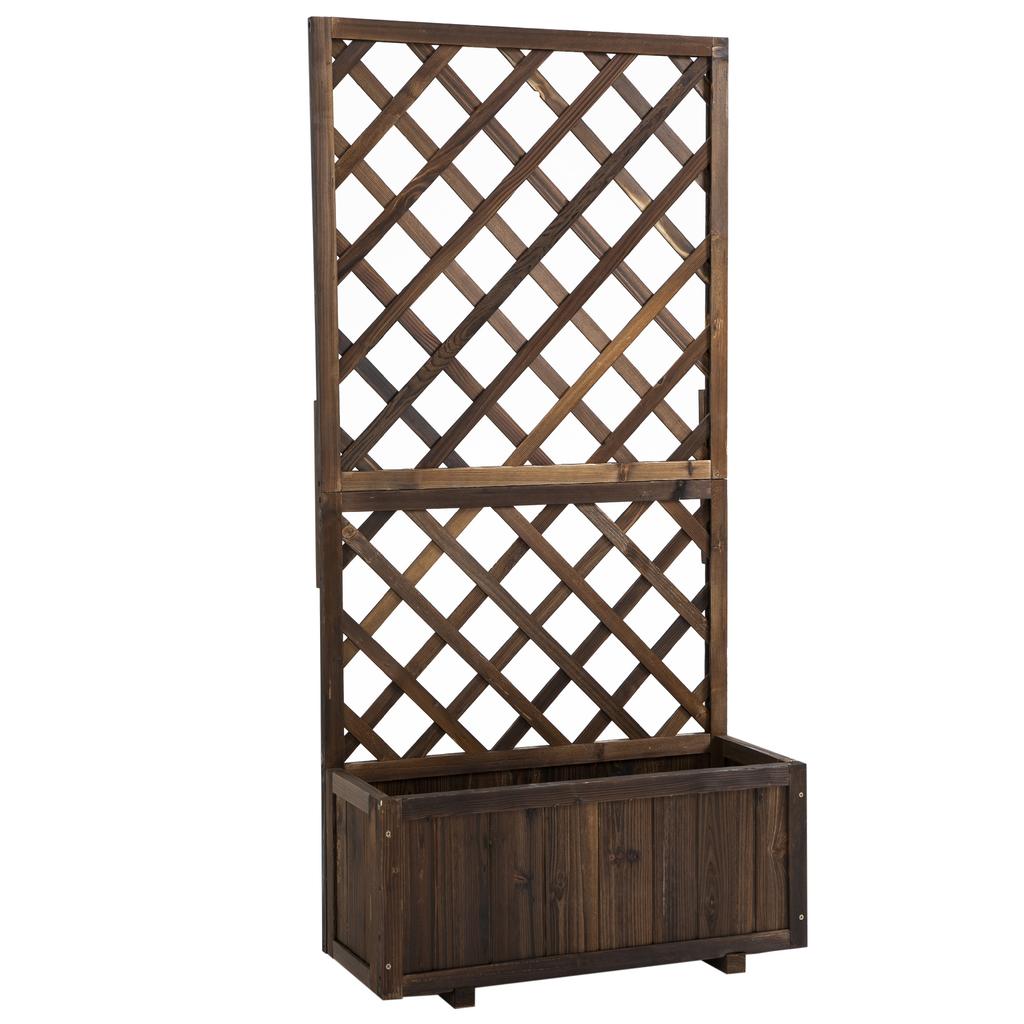 Garden Planter with Trellis, 45L Raised Bed for Climbing Plants, Vines, Flowers, Outdoor Planter Box for Patio, 72.5 x 31.5 x 149.5 cm