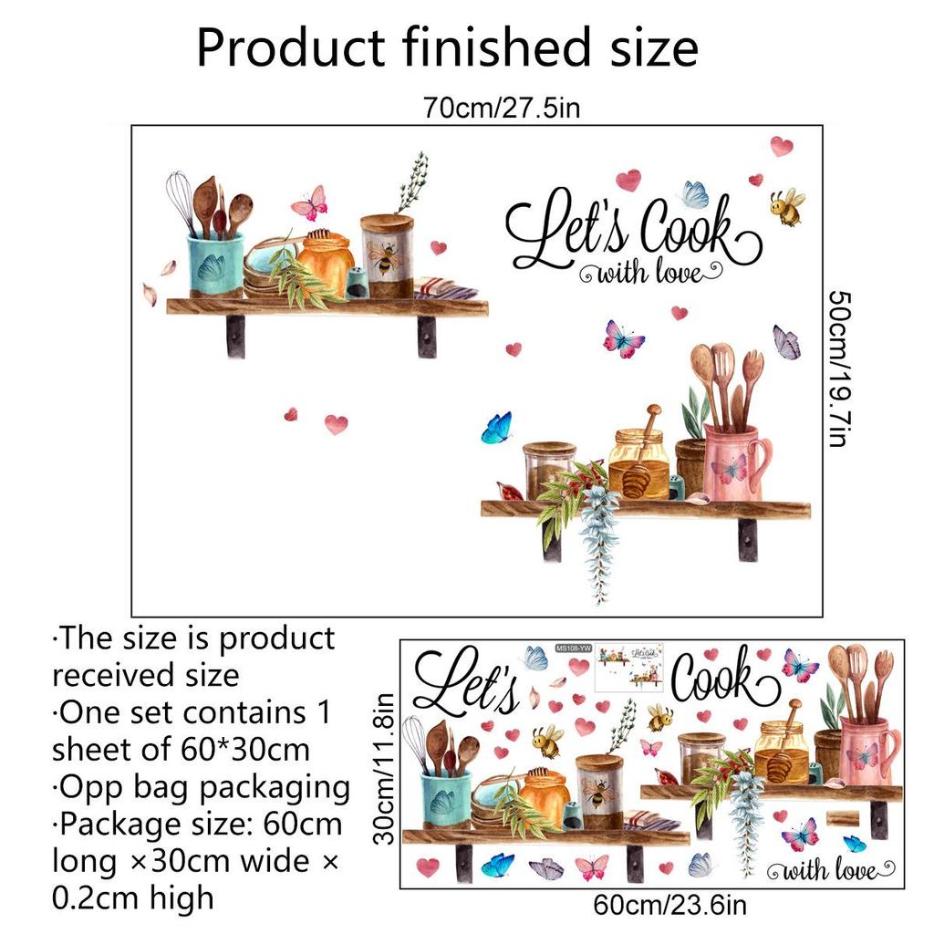 Пчелы Бабочки Наклейка на стену для кухни Ресторан Фон Декоративные обои для домашнего декора Гостиная Самоклеящиеся наклейки