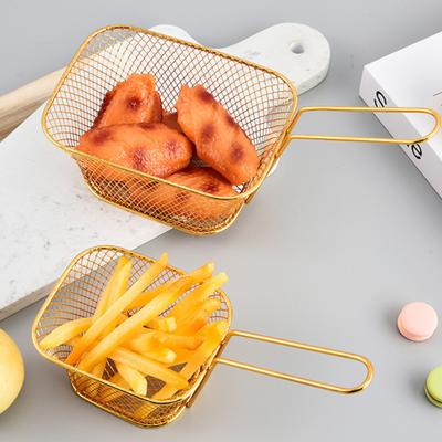 Корзина для жарки из нержавеющей стали, сито для жарки, мини-корзина для картофеля фри, инструмент для приготовления чипсов, сито для еды, дуршлаг, нескользящая ручка, легко чистить