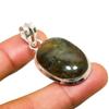 Labradorite Gemstone Handmade 925 Silver Plated Jewelry Pendant 1.51"