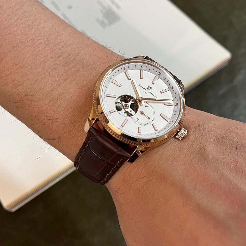 Salvatore Marra SM24106 Pink-Gold White Open Heart