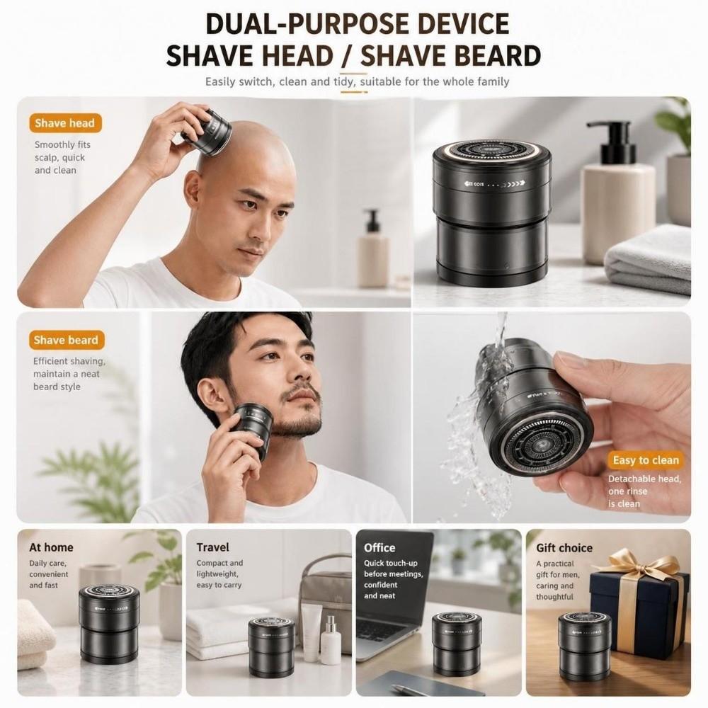 2-in-1 Electric Hair Clipper Rechargeable Hair Trimmer Mini Beard Trimmer Hair Cutting