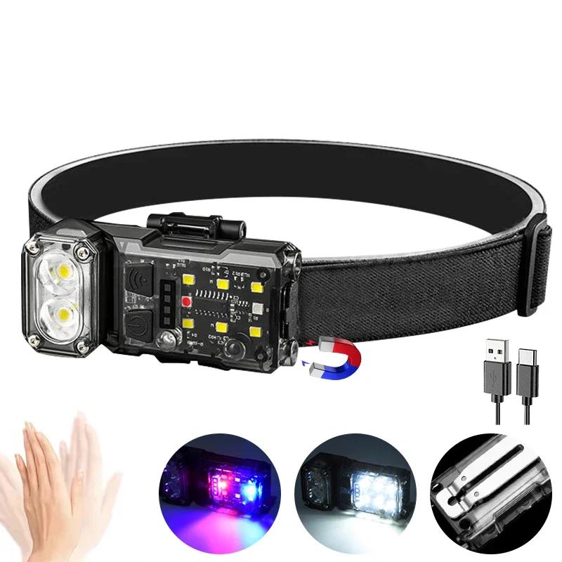 LED Rotatable Mini Keychain Flashlight USB Charging Hat Clip Light 400LM Pocket Emergency Lantern for Camping Fishing Walking