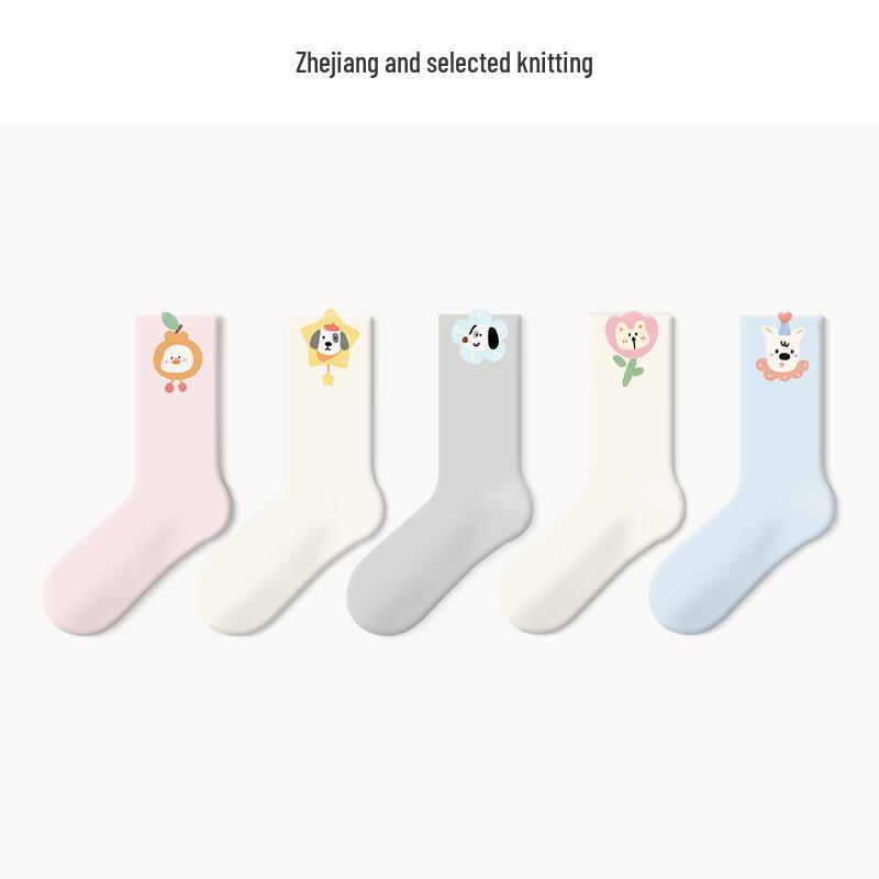 Носки Lumi противоскользящие женские весенне-осенние средней длины модные унисекс хлопковые носки - влагоотводящие в японском стиле