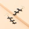 1 Pair Drop Earrings Matte Black Triple Bat Hook Earrings Women Halloween Earrings Witchy Goth Ear Adornments