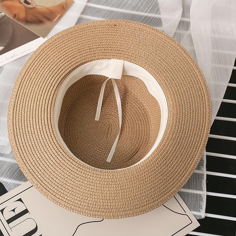 Women's Fashionable Straw Sun Hat with Floral Bow, Summer Beach and Seaside Protection