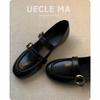 Cowhide Version~ Retro Round Head Buckle with Flat Sole Shoes Women's New British Temperament Leather Shoes Mary Jane Shoes