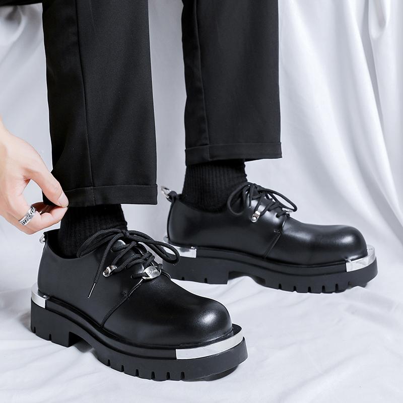 New Thick Soled Men's Leather Shoes Trendy and Versatile Designer Styles Outdoor Leisure Party Office Youth Shoes Plus Size -46
