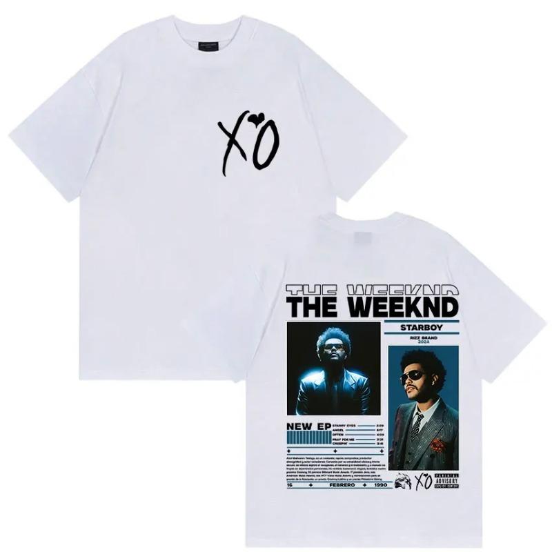 Рэпер THE WEEKND STARBOY XO Тур 2026 Ретро Графические Футболки Мужская Мода Хип-Хоп Оверсайз Хлопковая Футболка Мужчина Фанаты Уличная Одежда