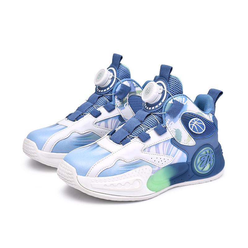 Новые баскетбольные кроссовки для мальчиков Детская обувь из кожи для тренировок, профессиональная спортивная обувь с вращающимися кнопками, боевые ботинки