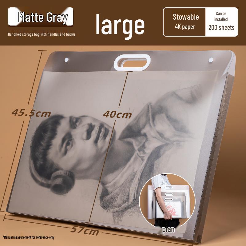 4K Frosted Art Portfolio Bag for Students - 8K Handbag for Artwork and Drawing Paper Storage.