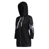 Women's Fashion Hoodie Laced Jacket with Skull Print In Gothic Punk Style with Long Sleeves On Lightning Hoodie