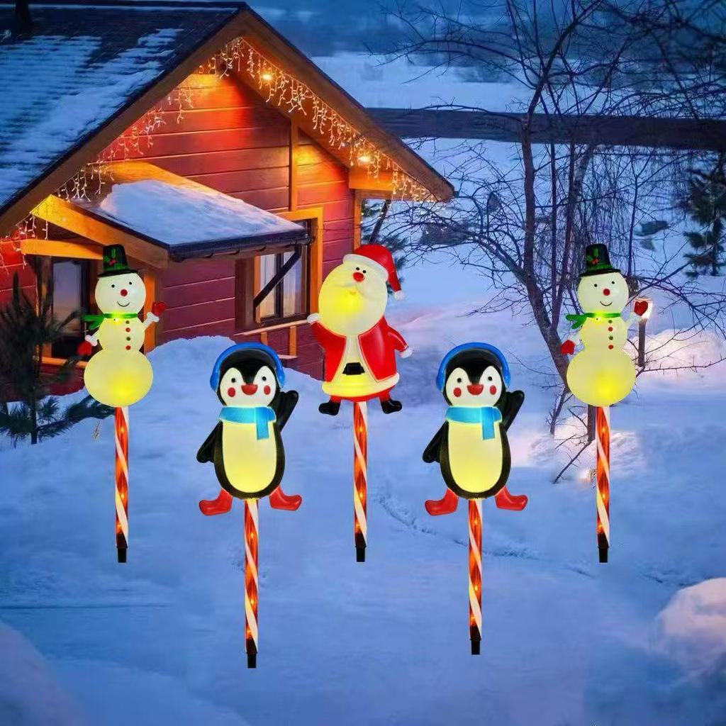 2025 Солнечные Рождественские Санта и Снеговик Светящиеся Гирлянды для Наружного Декора