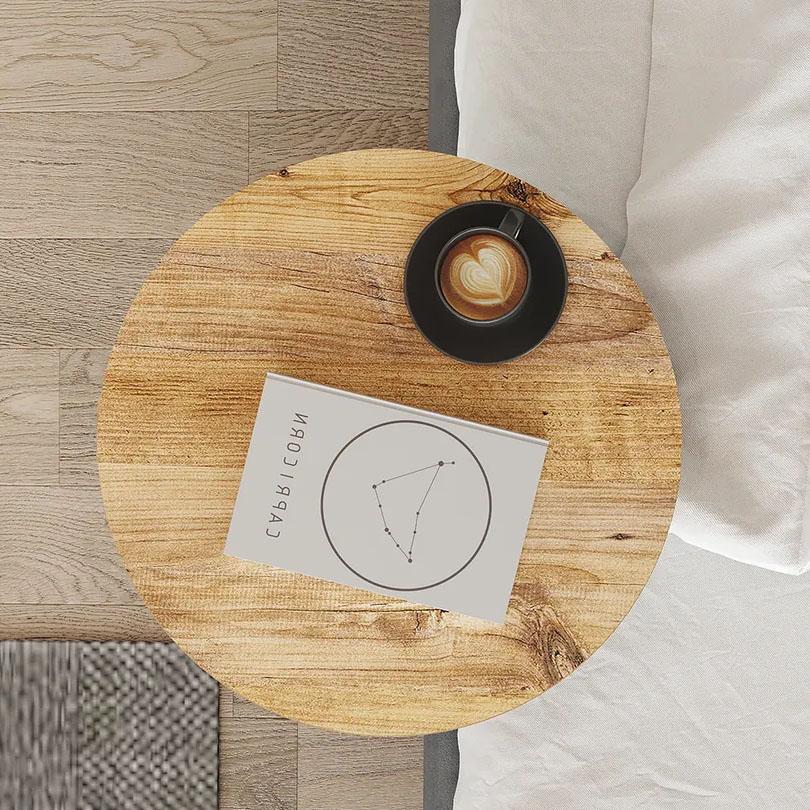 Кофейный столик на колесиках C, Мобильный передвижной диванный чайный столик для гостиной и спальни, Орех (E1 Эко Безопасный)