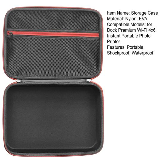 Кейс для переноски Dock Premium Wi-Fi 4x6 дюймов Мгновенный портативный фотопринтер Жесткий корпус из ЭВА Запасные картриджи Фотобумага Зарядное устройство Хранение аксессуаров