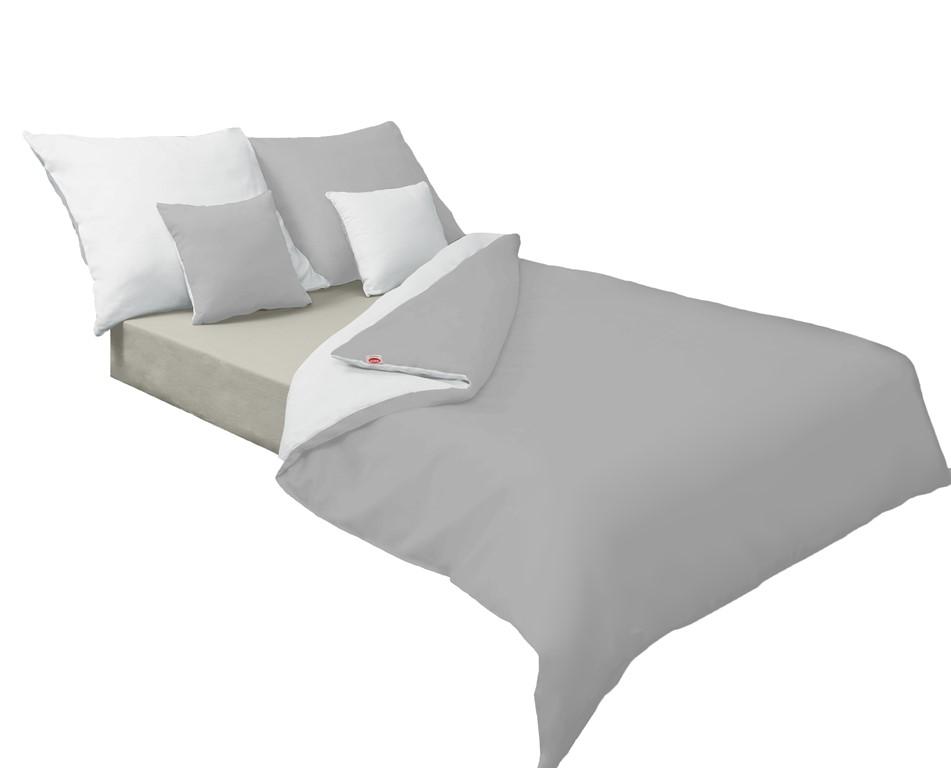 Double-sided satin bedding 160x200 + 2x70x80 white/ash matex