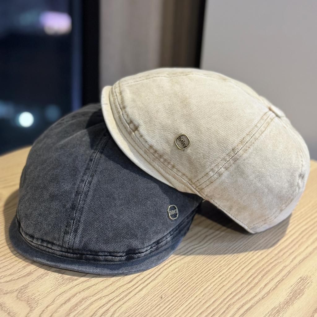 Korean-style vintage denim forward cap for women, new model, makes the face look smaller, casual and versatile, can be worn backwards, beret,