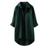 Autumn Women's Casual Solid Color Shirt Cotton Linen Cardigan Double Pocket Long Sleeved Women's Shirt  Tops