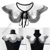 Laceup Tied Decorative Collar with Embroidery Trim Removeable Collar Clothing Accessory for Women Daily and Formal Wear