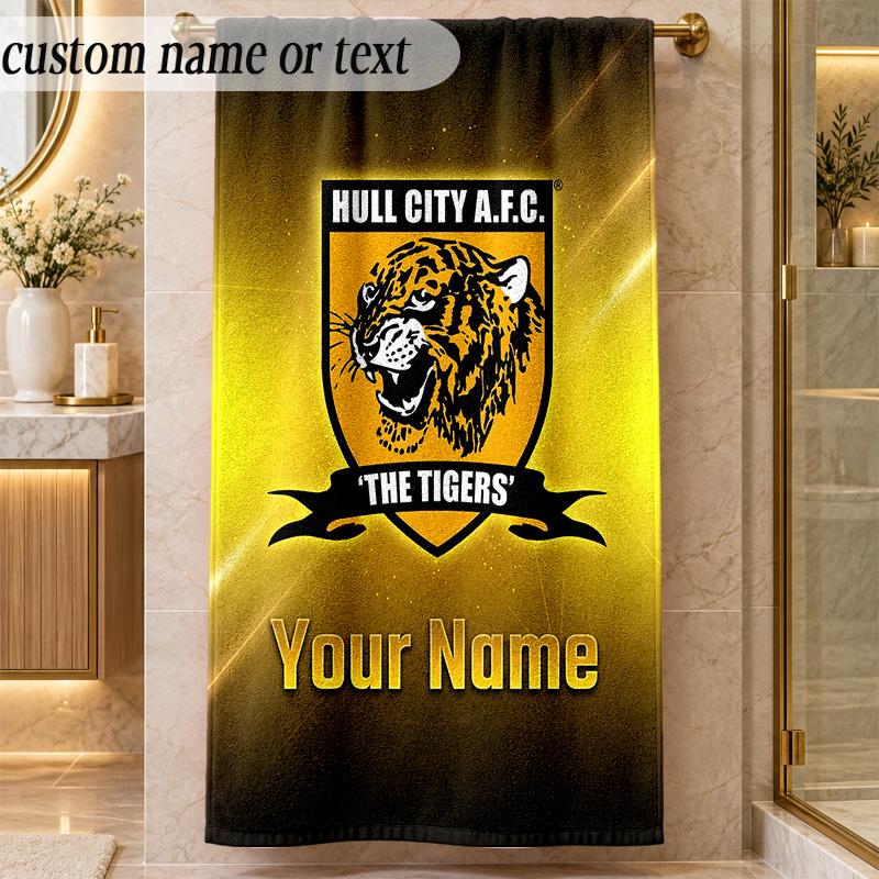 Beach TowelHull City Custom Name Text Personalized Soft Towel for Beach Pool Indoor Home Decor Gift