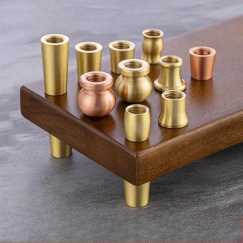 Brass Wooden Mini Board Feet 4Pcs Anti Slip Riser for Jewelry Box Display Tray Small Furniture DIY Craft Use