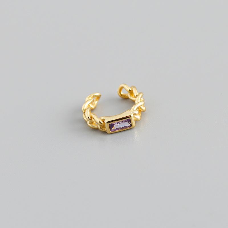 WANTME 925 Silver Colorful Square Shiny Zircon Beads Piercing Stud Earrings for Women Fashion Gothic Exquisite Jewelry