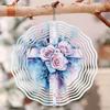 Metal Wind Spinner with 2D Rose Floral Cross Design Rotating Outdoor Garden Decor for Yard Patio Balcony