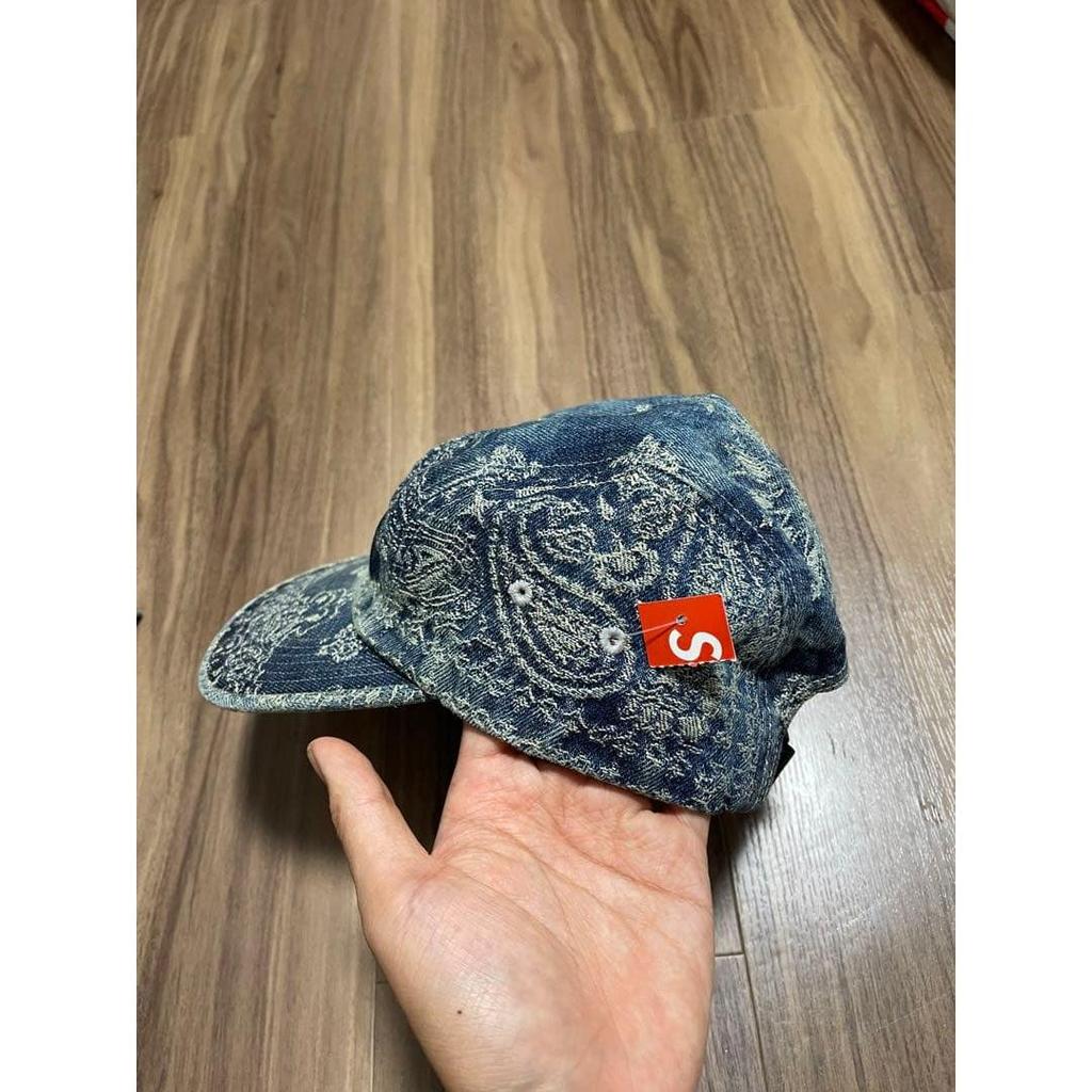 Б/у джинсовая кепка-кемпер Supreme с жаккардовым узором "бандана"