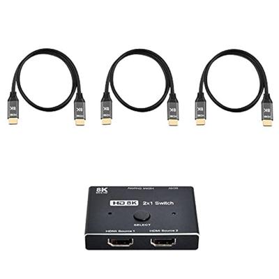 Совместимый коммутатор Cablecc 8K 60 Гц HDMI и 3-кабельный концентратор с поддержкой HDCPSST Extended 4K 60 Гц @ 2.1 2-IN-1-OUT @
