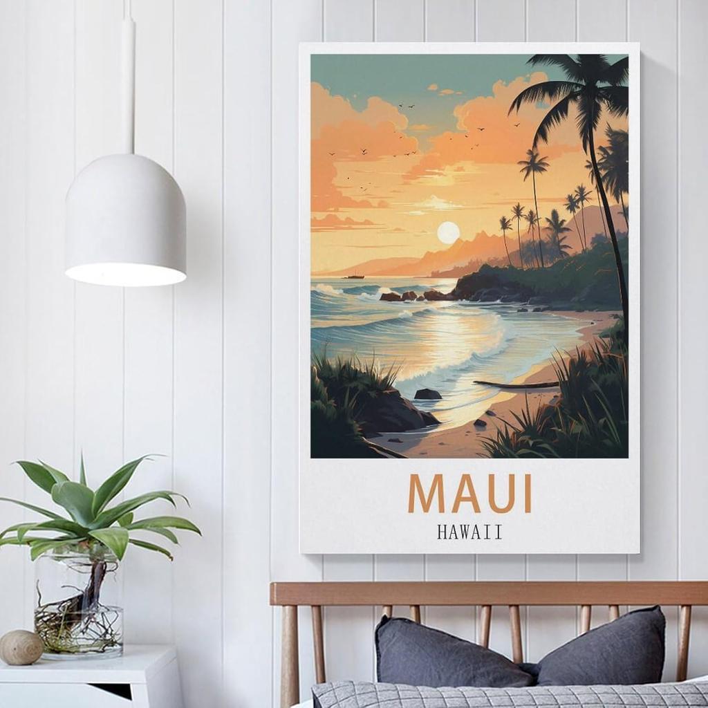 LNUYITR Hawaii Maui Vintage Travel Posters 08x12inch(20x30cm) Canvas Art Posters And Wall Art Picture Prints Modern Home Bedroom Decor Posters