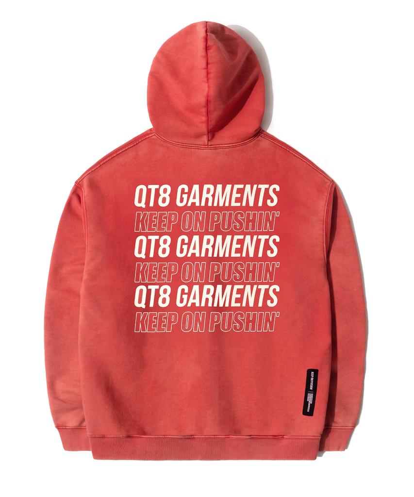 Толстовка с капюшоном Qt8 Garments Oc Slogan, стираная, на молнии (красный)