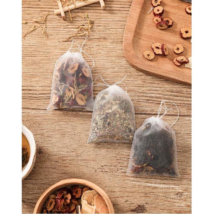 50 Pcs Tea Filter Bags Disposable Tea Bags for Loose Tea Herb Spice Empty Mesh Small Drawstring Seal Infuser Strainer Bags Bath Tea Bags