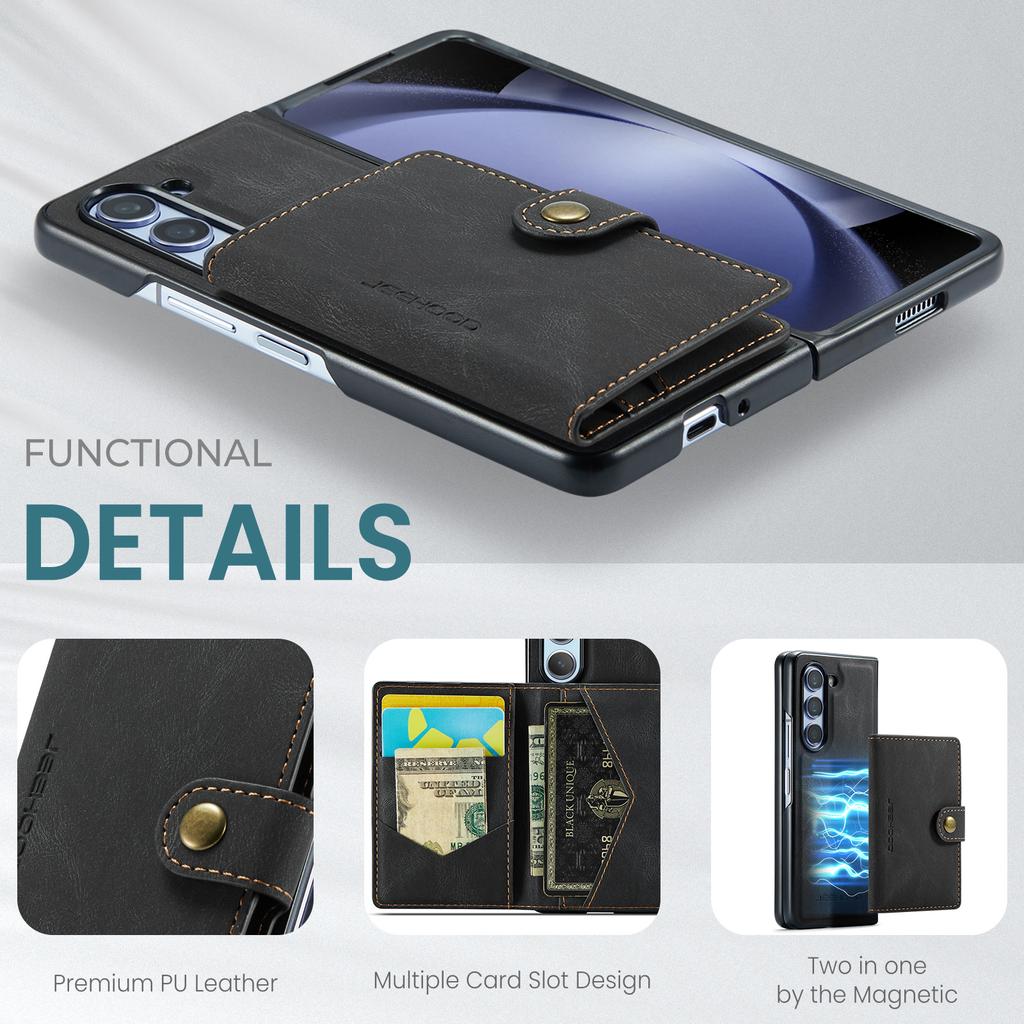 Чехол-кошелек с отделениями для карт из кожи+ПК для Samsung Galaxy Z Fold5 5G, складная крышка для телефона