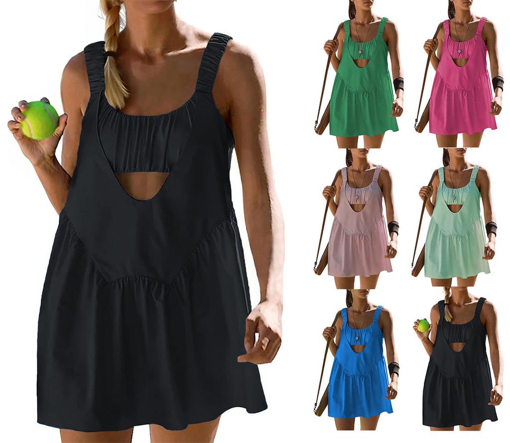 Women's Tennis Dresses Casual Summer Dresses Built-in Bra Casual Sports Dresses Workout Clothes