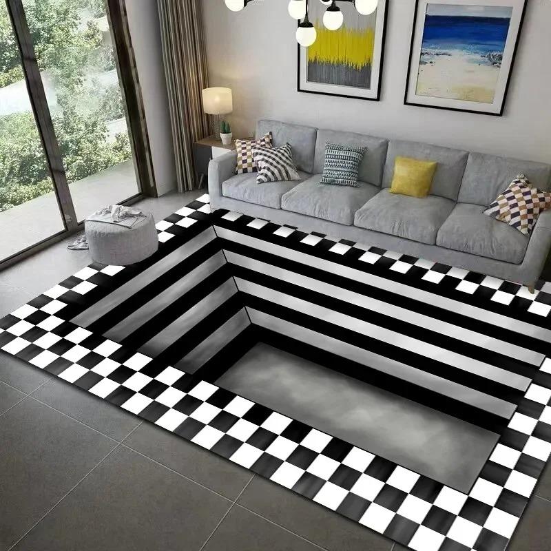 Teenager 3D Effect Vortex Illusion Carpet Entrance Living Room Bedroom Rug Geometric Optical Doormat Illusion Home Decor Mat