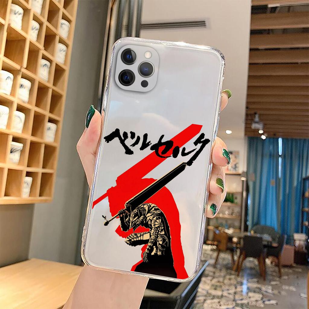 Anime Berserk Guts Phone Case For Iphone 13 Mini 7 Plus 8 X XS 11 12 Pro Max Manga Swordsman Gatsu Sacrifice Zodd Clear Cover