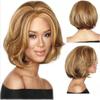 Женские синтетические короткие пышные светлые парики с омбре, модные золотые парики, парики из высокотемпературного волокна для женщин, повседневное использование, вечерние косплей