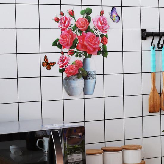 Креативная наклейка на стену, реалистичная водонепроницаемая яркая самоклеящаяся ваза для цветов