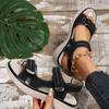 Женские сандалии большого размера на одной лямке, с регулируемой липучкой и толстой подошвой для повседневной носки на улице
