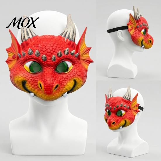 Colorful Halloween Party Mask 3D Cute Dragon Full Face Mask, Baby Lightweight Breathable Vibrant Role Play Costume with Realistic Scales And Horns for