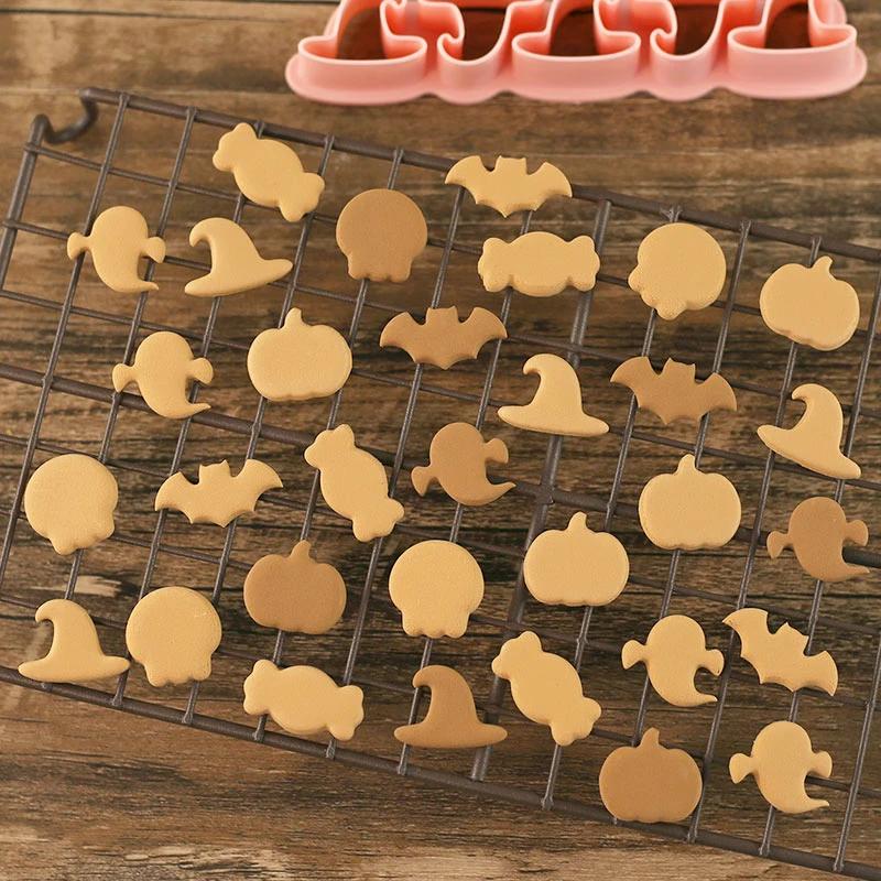 Формочки для печенья на Хэллоуин Тыква Привидение Летучая мышь Шляпа ведьмы Конфета Форма для печенья Мастика Тиснитель Штамп Инструменты для украшения торта для вечеринки на Хэллоуин