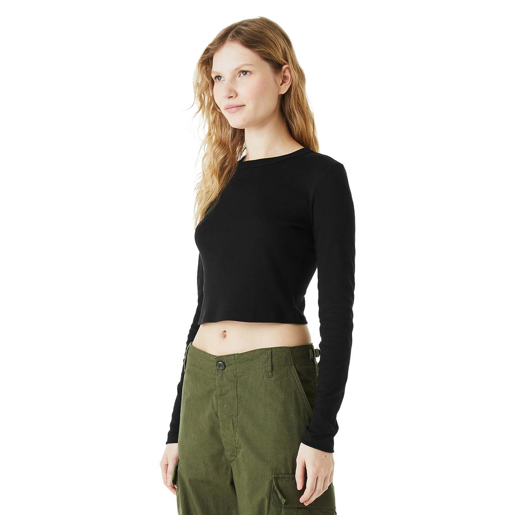 Bella + Canvas Womens/Ladies Baby Micro-Rib Long-Sleeved Crop Top
