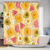 Kawaii Breakfast Shower Curtain with Avocado Toast Design for Bathroom Decor Yellow White Pattern Free Shipping