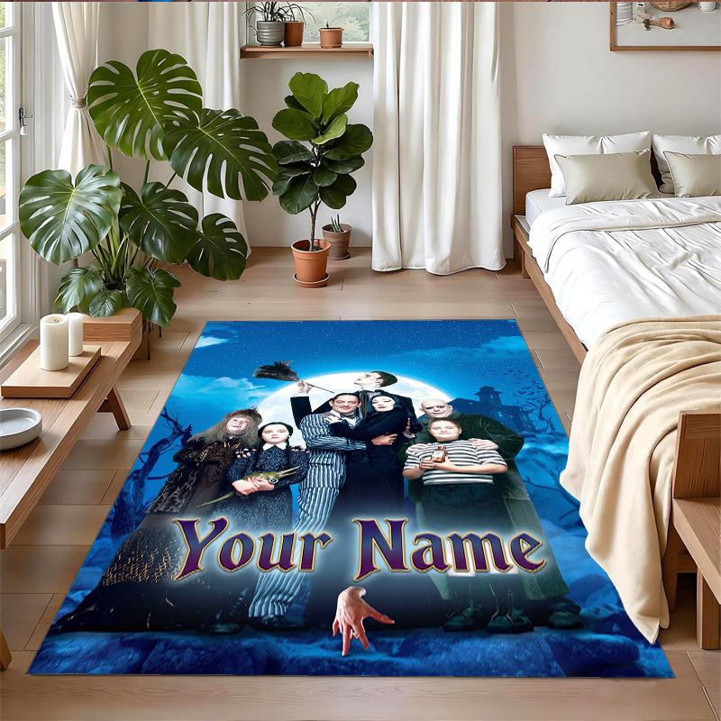 Crystal Velvet Rug Custom Name Text, Soft Non Slip Floor Mat Home DecorThe Addams Family
