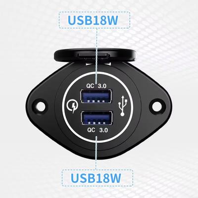 12-24 В 36 Вт Быстрая зарядка 3.0 Двойное зарядное устройство USB Адаптер розетки для быстрой зарядки Панельное крепление для мотоцикла автомобиля лодки автофургона UTV кемпера